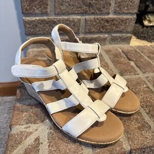 Rockport Blanca Strappy Wedge Sandal Women's Chalk White Synthetic Sz 8M #146